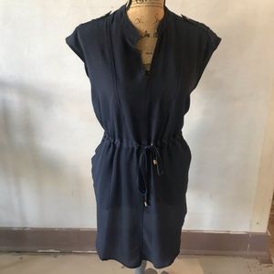 Business dark blue dress.